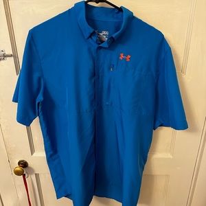 Blue under armor fishing/dress shirt